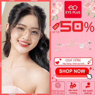 Kính Cận Chống Ánh Sáng Xanh Eye Plus 660113 Gọng Kính Kim Loại Không Gỉ, Kính Mắt Thời Trang Unisex