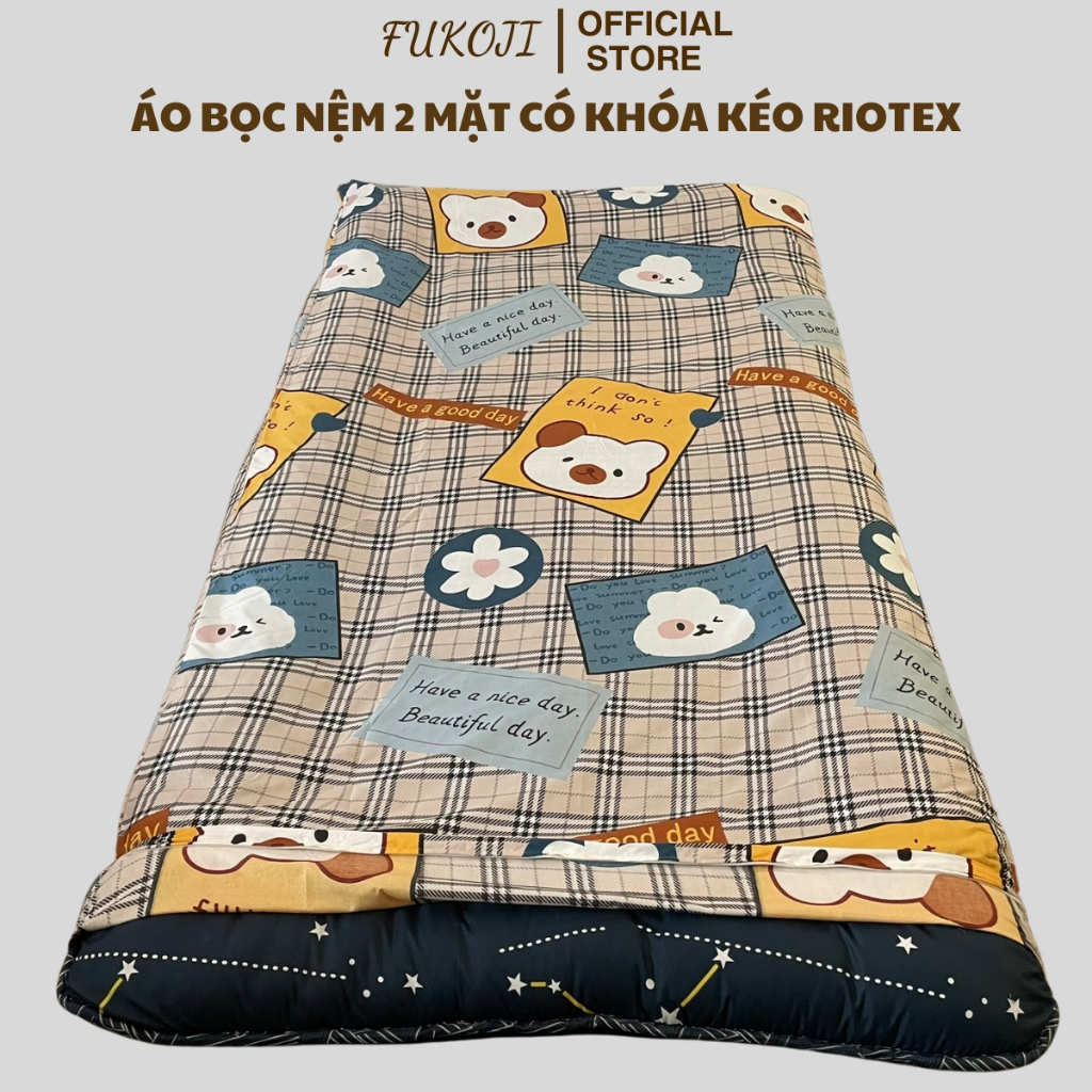 Vỏ Bọc Nệm Topper 2 Mặt Có Khóa Kéo RioTex, Kích Thước 1mx2m, 1m2x2m, 1m4x2m, 1m6x2m, 1m8x2m