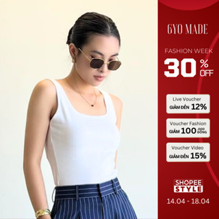 Áo ba lỗ cổ vuông GYOMADE® chất liệu thun cotton 4 chiều dành cho nữ | GA043
