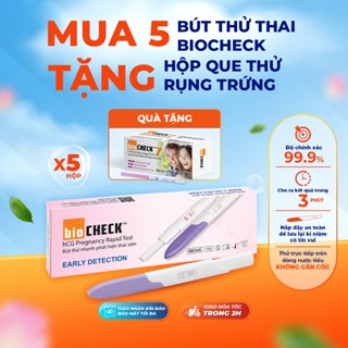  Combo 5 Bút Thử Thai Sớm - Tặng 1Hộp 7 Que Thử Rụng Trứng Biocheck Đo Nhanh Cho Kết Quả Chính Xác 