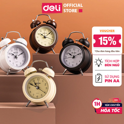 [TẶNG PIN + HỎA TỐC] Đồng Hồ Báo Thức DELI Đồng Hồ Sang Trọng Trang Trí Bàn Làm Việc