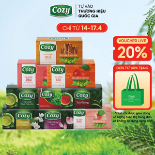 Trà Túi Lọc Cozy Các Vị Trà Ô Long, Trà Xanh, Hồng Trà, Trà Sen, Trà Đào, Trà Dâu,Trà Mãng Cầu, Trà Vải, Trà Quế, Bạc Hà