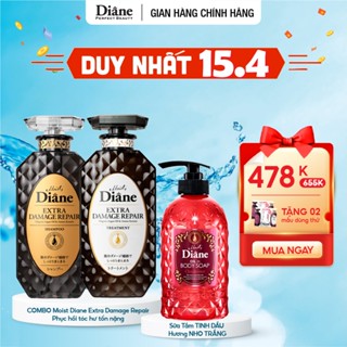 Combo Gội Xả Diane Extra Damage Repair 450ml*2 + Sữa Tắm Diane Oil In Body Soap Chardonnay 500ml