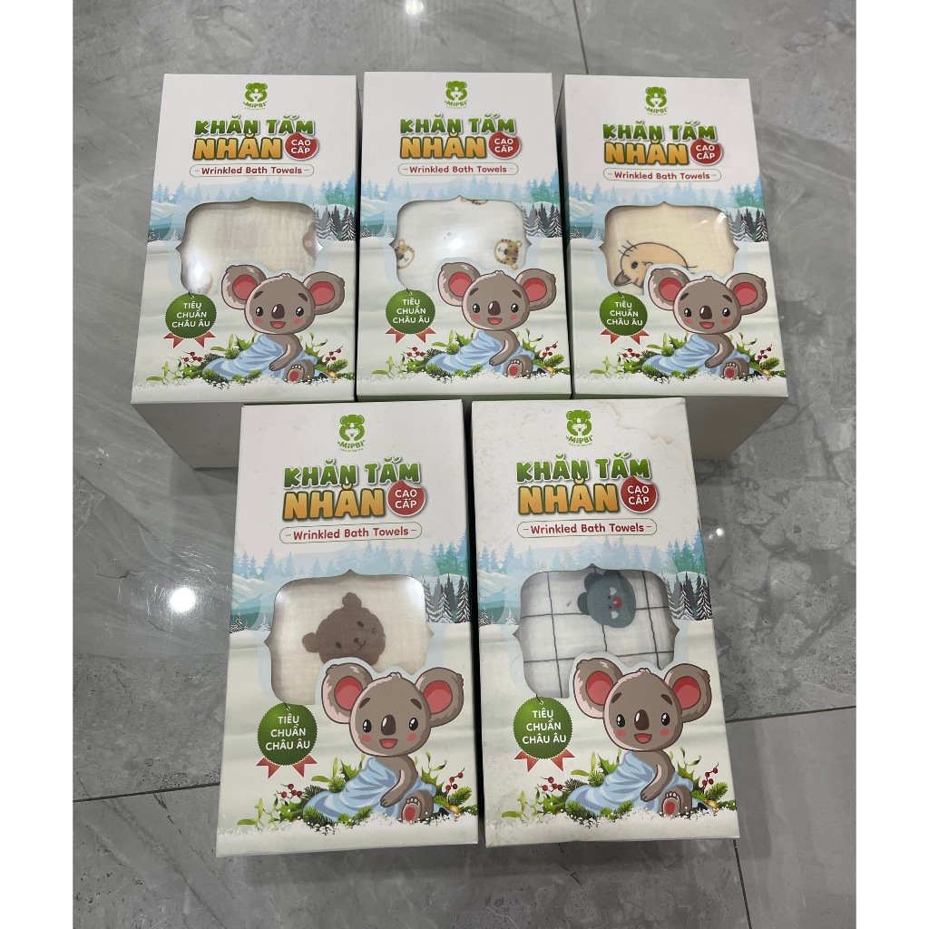 Mipbi - Khăn tắm, chăn xô nhăn MIPBI hoạ tiết