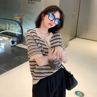 Áo len dệt kim họa tiết thổ cẩm cộc tay co giãn