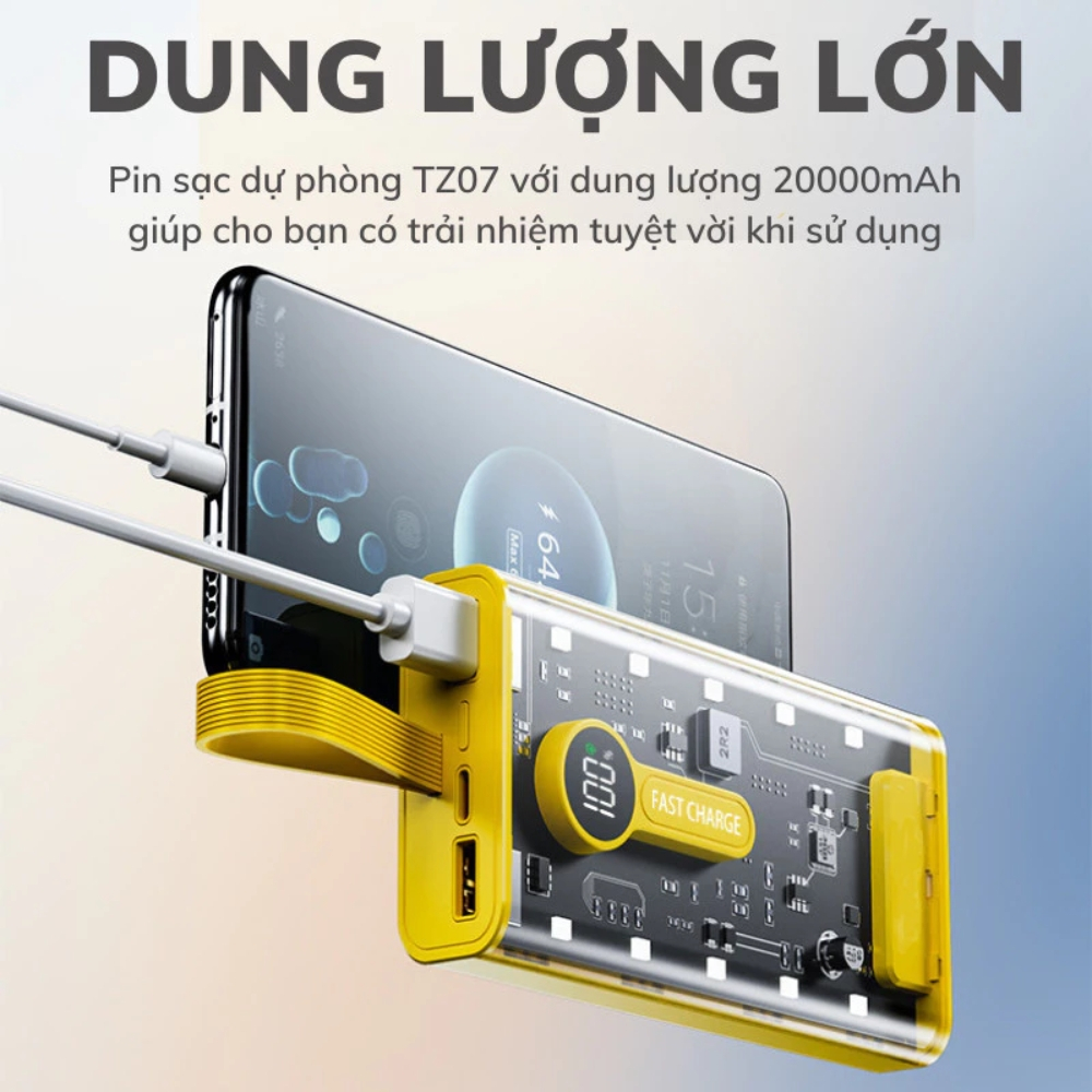 Sạc Dự Phòng Dung Lượng 10000mAh 20000mAh, Sạc Dự Phòng Với Cổng Sạc Nhanh 120W Có Sẵn 4 Dây Sạc Theo Kèm SmartGood | BigBuy360 - bigbuy360.vn