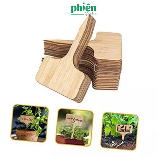 Tag Gỗ Trang Trí Cây Mini, bảng tên gỗ cắm cây, Tag Lá Cờ Đỏ Sao Vàng Trang Trí Chậu Cây