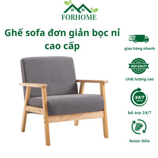 Ghế sofa đơn giản bọc nỉ cao cấp, ghế sofa gỗ bàn trà sang trọng- Sofa tựa lưng derco trang trí