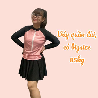 Áo bơi có tay kín đáo- Đồ bơi nữ big size tay ngắn quần 2 lớp kín đáo- Bikini đi biển tay dài chống nắng-nabi_AOBOINEW