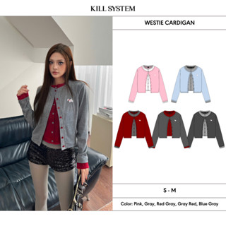 [CÓ MÀU MỚI] KILL SYSTEM - Áo cardigan phối layer hai màu thun gân WESTIE hình thêu cún con