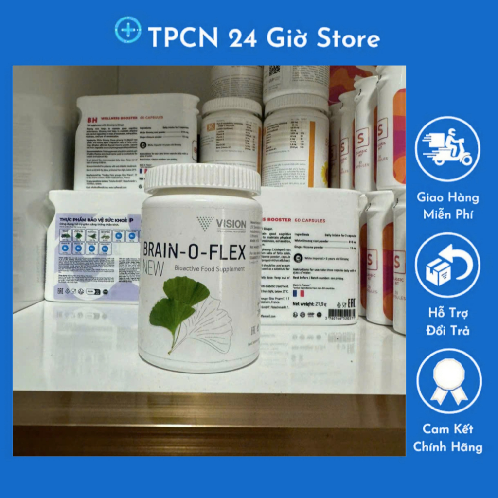 Brain O Flex Vision – Hỗ trợ chức năng não bộ (Lọ 60 viên) | Shop TPCN 24 Giờ