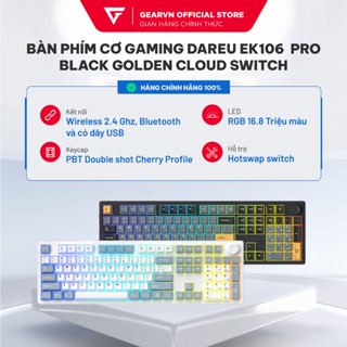 Bàn phím cơ gaming DareU EK106 Pro Haze Blue/ Black Golden Cloud switch - 3 Mode - Hotswap 5 pin