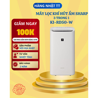 Máy Hút ẩm kiêm Lọc không khí và Bù ẩm sấy quần áo VIP SHARP KI-RD50-W diện tích 28m2 mới 100%