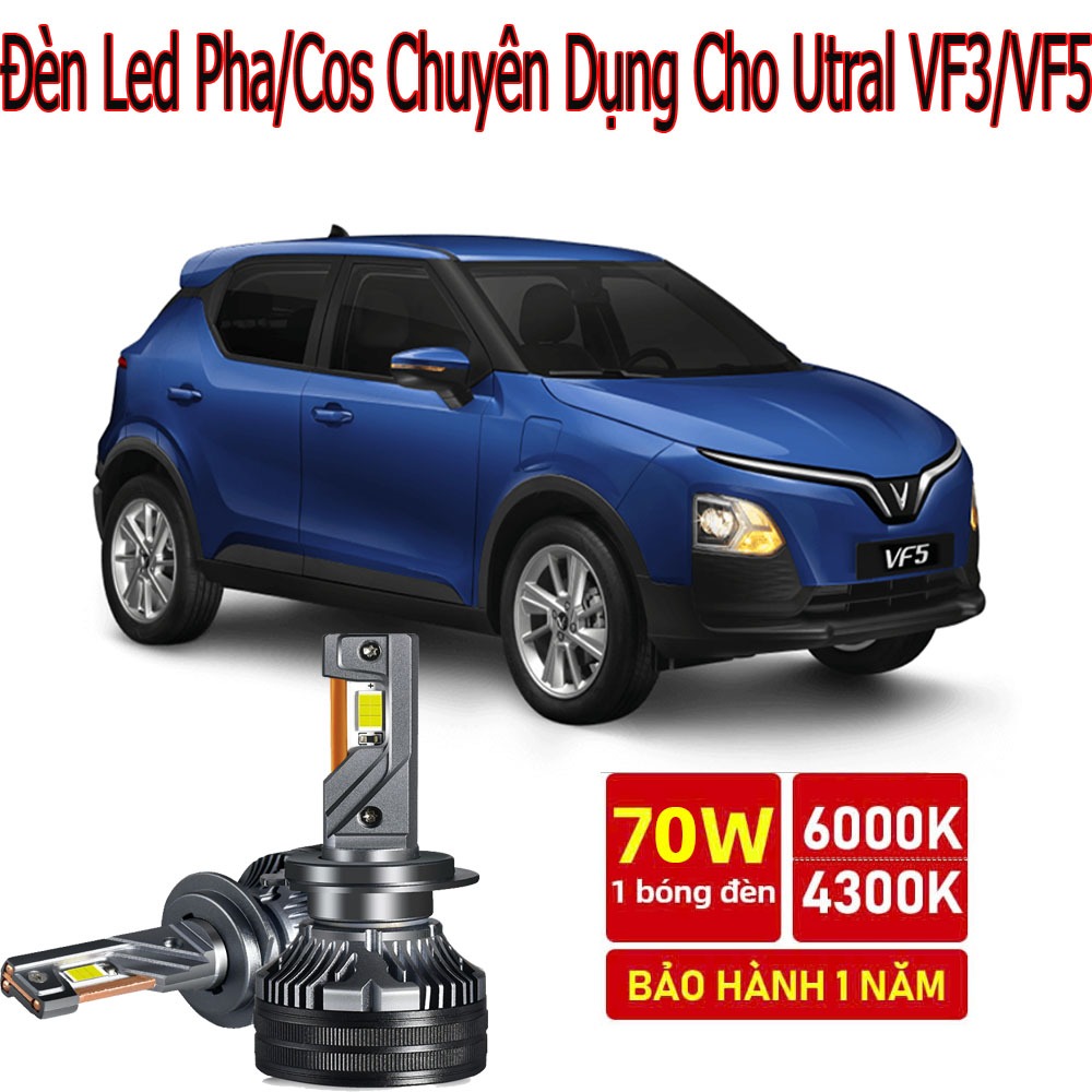 Utral ( VF3 -VF5)  2 Bóng Đèn Cos Pha LED VF3 VF5 H7 Chùm Thấp Cao - 6000K Trắng / 4300K Trắng Ấm - 