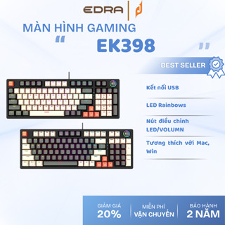 Bàn Phím Gaming Cơ E-DRA EK398. LED Rainbow, Layout 98 Phím. Hàng Chính Hãng - Bảo Hành 24 Tháng