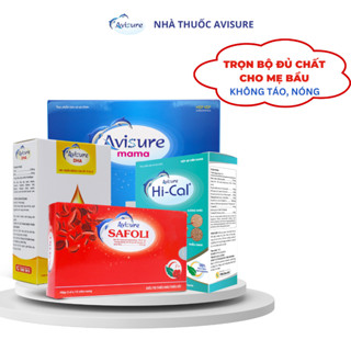 Combo Sắt Canxi DHA cho bà bầu Avisure vitamin bầu, sau sinh dễ hấp thu, không táo bón, nóng