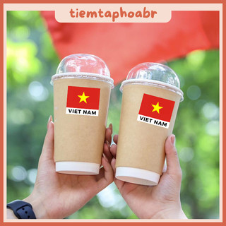 Sỉ 10 sicker hình lá cờ Việt Nam dán ly nước sắc nét,decal cờ đỏ sao vàng -Tem chúc mừng ngày giải phóng 30/4, 2/9 02789