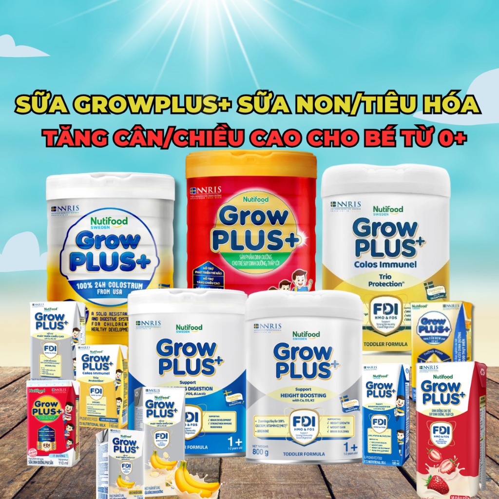 Sữa công thức/pha sẵn Nutifood Grow plus Bạc/Vàng Immunel/Tiêu hóa 0+/1+ lon 400g/800g SHOPBEBAO