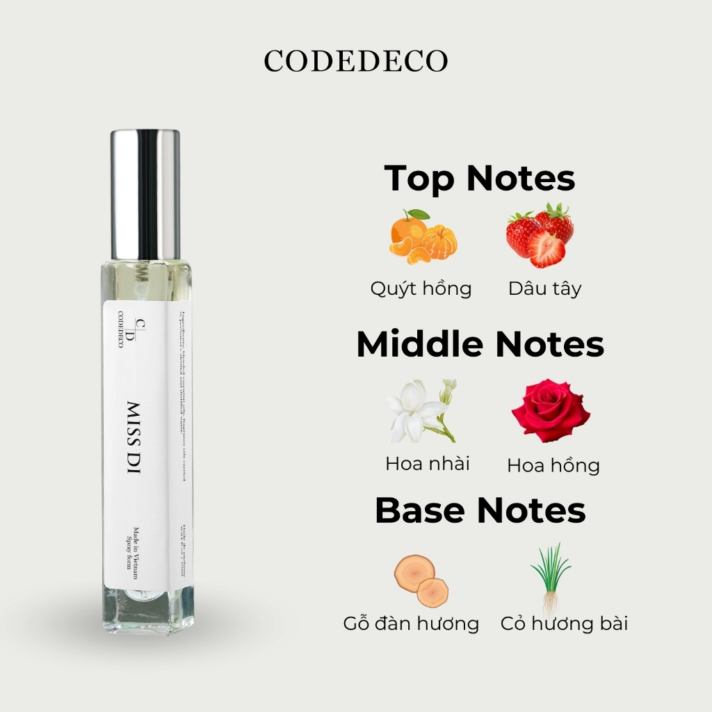 Tinh dầu nước hoa CODEDECO Miss Di 10ml dạng xịt | BigBuy360 - bigbuy360.vn