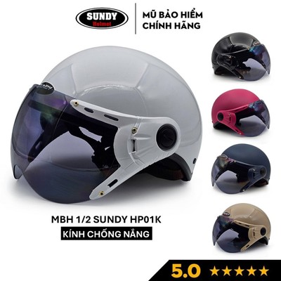 Mũ bảo hiểm nửa đầu có kính chống nắng SUNDY HP01K an toàn, thời trang, Freesize (vòng đầu 55-58cm)