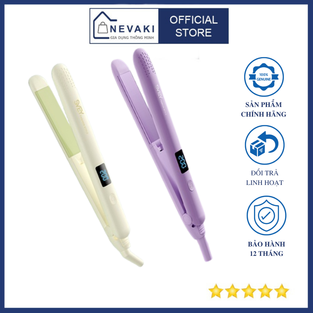 Máy duỗi tóc, ép tóc, uốn tóc SVEY , Thanh Nhiệt Bằng Gốm Tránh Làm Hại Tóc, bổ sung Ion âm, dưỡng tóc mềm mượt NEVAKI