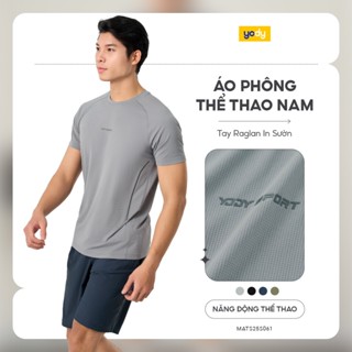 Áo phông nam thể thao YODY dáng slimfit tay raglan in sườn, co giãn, thoáng mát MATS25S061