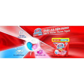  Viên giặt xả 2 trong 1 Lix hương nước hoa sạch thơm mát suốt ngày dài 34 viên   510gram 