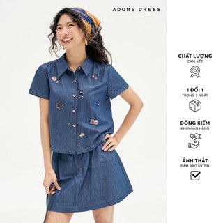  511SK1017- Chân váy mini xoè thô denim xanh chàm ADORE DRESS 