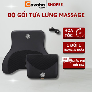 Bộ Gối Tựa Đầu, Tựa Lưng Ô Tô Massage 6 Chế Độ Rung Cao Cấp, Chất Liệu Cao Su Non Siêu Êm - Cavaha Auto