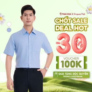 Áo sơ mi nam ngắn tay 23ASM-991 trung niên thiết kế 2 màu trắng xanh kẻ nhuyễn Thái Hoà