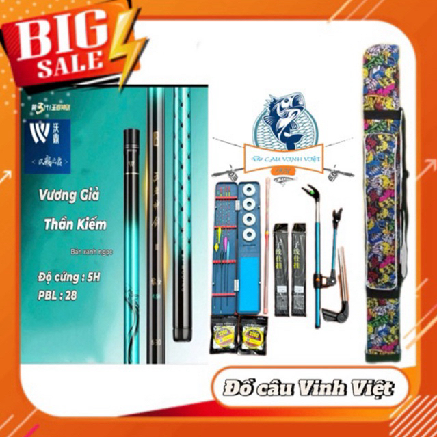 Combo Cần WODING Vương Giả Thần Kiếm 5H (Bản xanh ngọc) chuyên câu tổng hợp,tự nhiên..