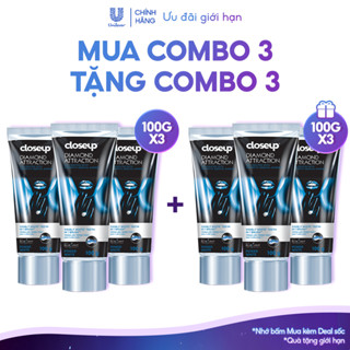 Combo 3 Kem Đánh Răng Closeup Dạng Gel Trắng Răng Diamond Attraction Ngay Sau 1 Lần Chải 100G/Tuýp