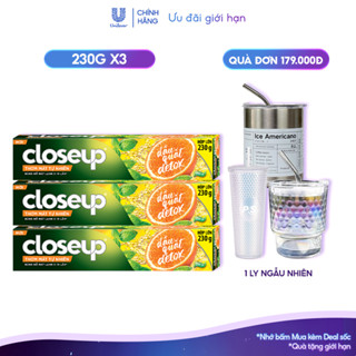 Combo 3 Kem đánh răng dạng gel sạch khuẩn Closeup Thơm Mát Tự Nhiên Dầu Quất, Thảo Dược 230g