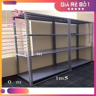  Kệ sắt v lỗ Dài 1m5 x Rộng 0.4m lắp ráp 3 tầng 4 tầng 5 tầng Tặng kèm đế nhựa kệ màu XÁM 