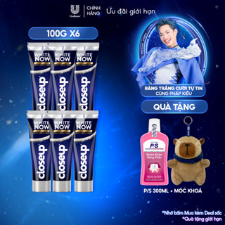 Combo 6 Kem đánh răng Closeup White Now - Trắng Bật Tông 3X TỨC THÌ với Công nghệ Ánh Sáng Xanh 100g