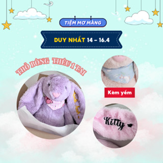 Thỏ bông Jellycat Tiệm Mơ Màng thêu tên 1 tai theo yêu cầu chất liệu mềm mịn kèm yếm đeo cổ