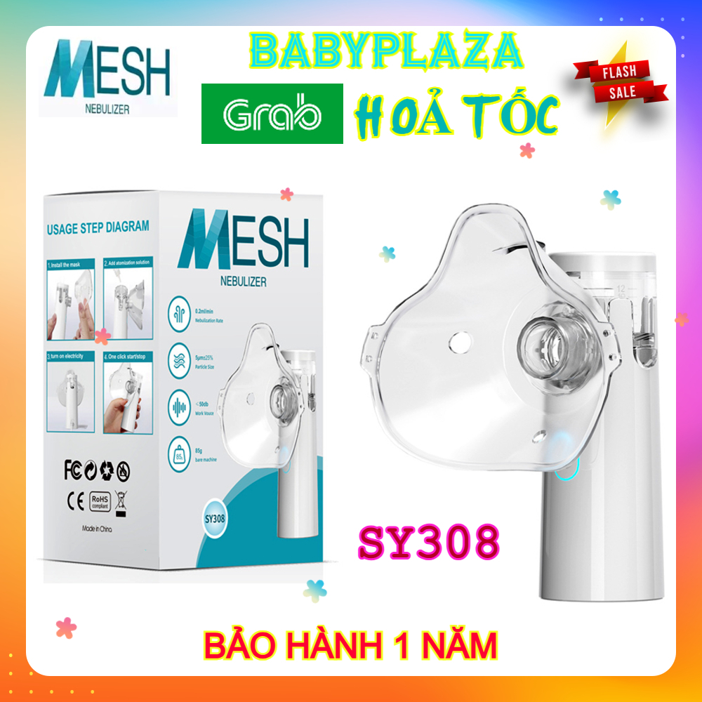 [Hoả Tốc] Máy phun sương mini cầm tay Mesh Nebulizer SY308 bảo hành 1 năm,máy xông hơi cho bé không ồn dùng pin