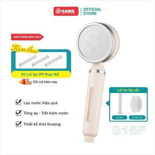Combo S15P-C1: Sen tắm lọc nước S15P và 3 lõi lọc bông PP dự phòng - Sen tắm lọc nước Sawa khử clo thế hệ mới