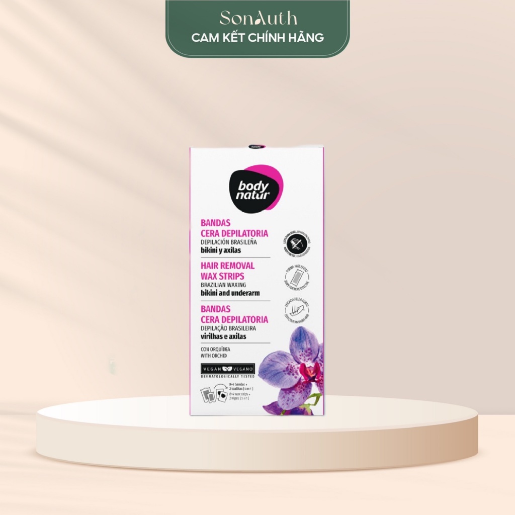 (12 miếng) (Tím) Miếng wax tẩy lông Body Natur Hair Removal Wax Strips Brazilian Waxing Bikini & Und