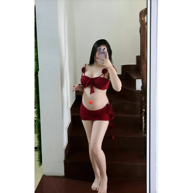 Bikini 2 mảnh hoá đính áo (3 mảnh) quyến rũ