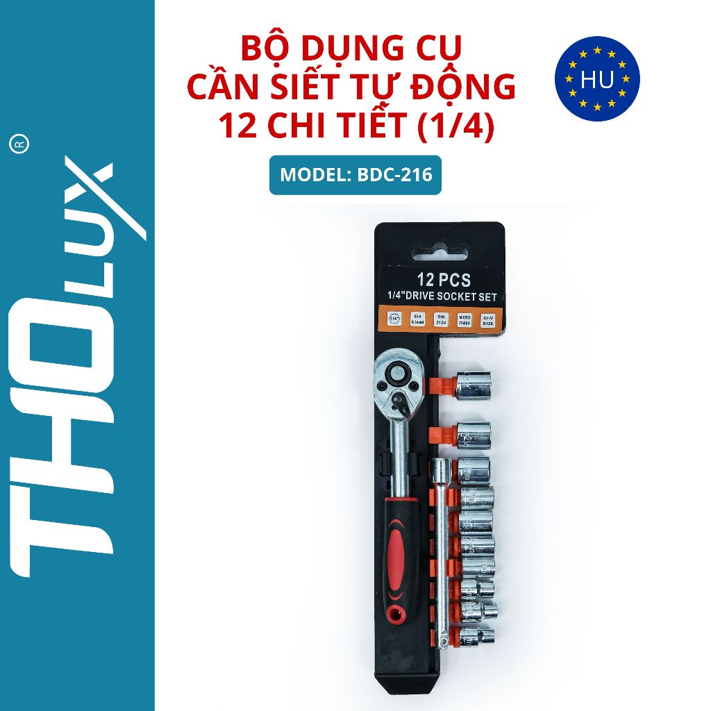 Bộ dụng cụ cần siết tự động 12 chi tiết (1/4) BDC-216 Tholux