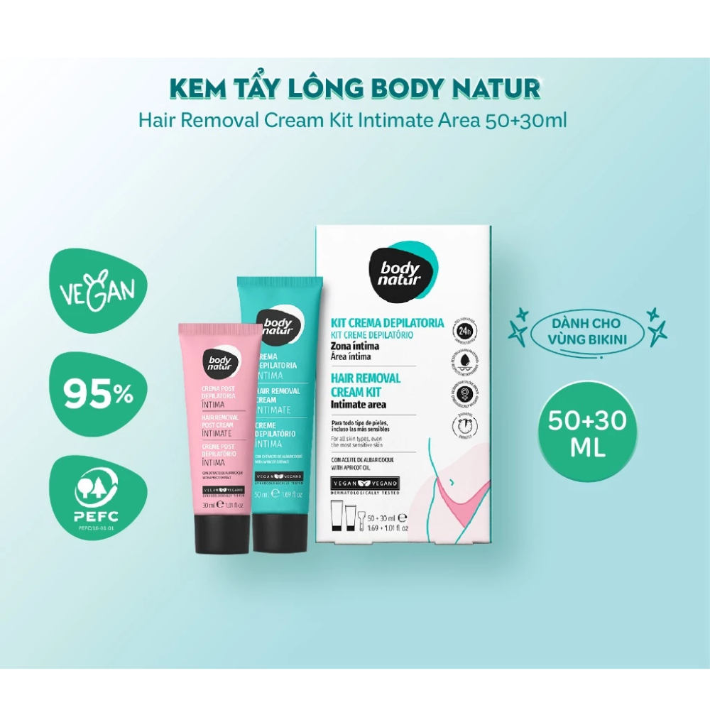 Kem Tẩy Lông Mặt, Body, Bikini, Làm Mềm Da, Nhạt Màu Lông Body Natur Cream Hair Removal Cream