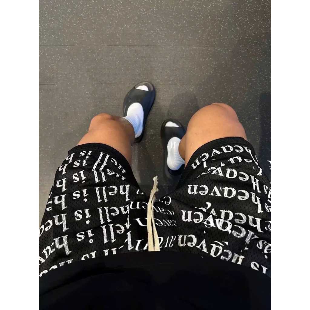 Quần Short thun Poly dệt lưới HELL IS HEAVEN ICVCVNI Unisex Menwear