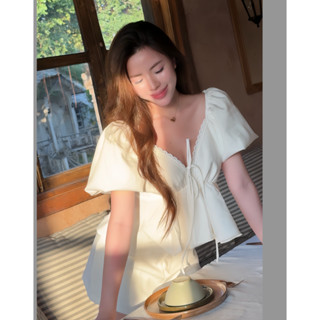 Áo kiểu tay phồng SARA dày dặn phong cách tiểu thư sang trọng vải cotton Top Women - ENKA VIETNAM