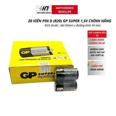 Hộp Pin Đại ( Pin D , R20 ) 1,5V GP Batteries Siêu Bền - Hàng chính hãng