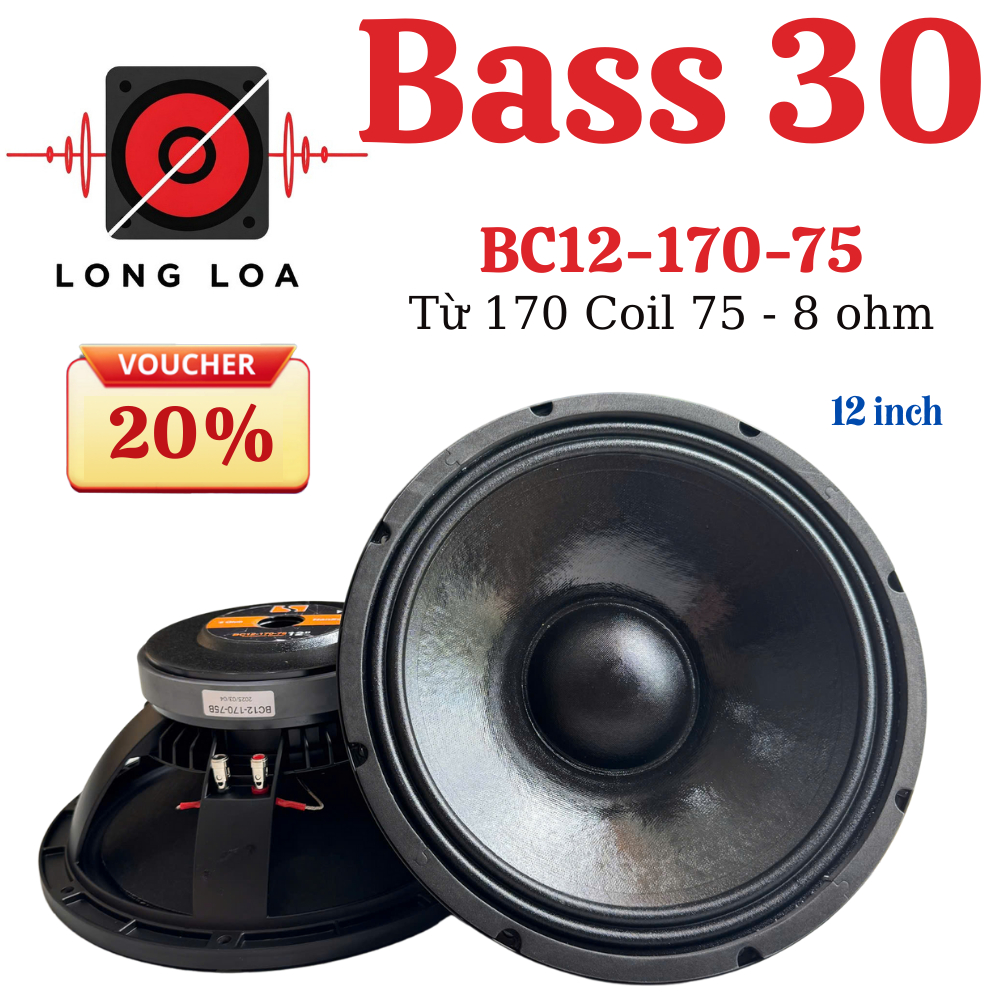 Loa Bass 30 Coil 75 từ 190-170 khung nhôm mẫu BC, màng chống nước, hàng nhập Trung.