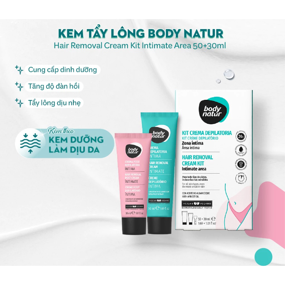 Kem Tẩy Lông Mặt, Body, Bikini, Làm Mềm Da, Nhạt Màu Lông Body Natur Cream Hair Removal Cream