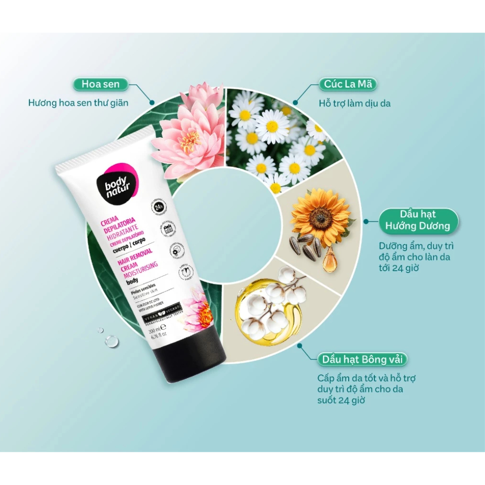 Kem Tẩy Lông Mặt, Body, Bikini, Làm Mềm Da, Nhạt Màu Lông Body Natur Cream Hair Removal Cream