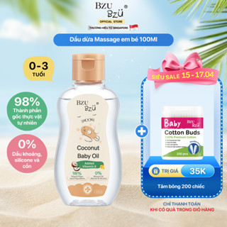 Dầu Dừa Tự Nhiên Massage Em Bé BZU BZU Coconut Baby Oil Thành Phần Tự Nhiên, An Toàn Cho Da Bé 100Ml
