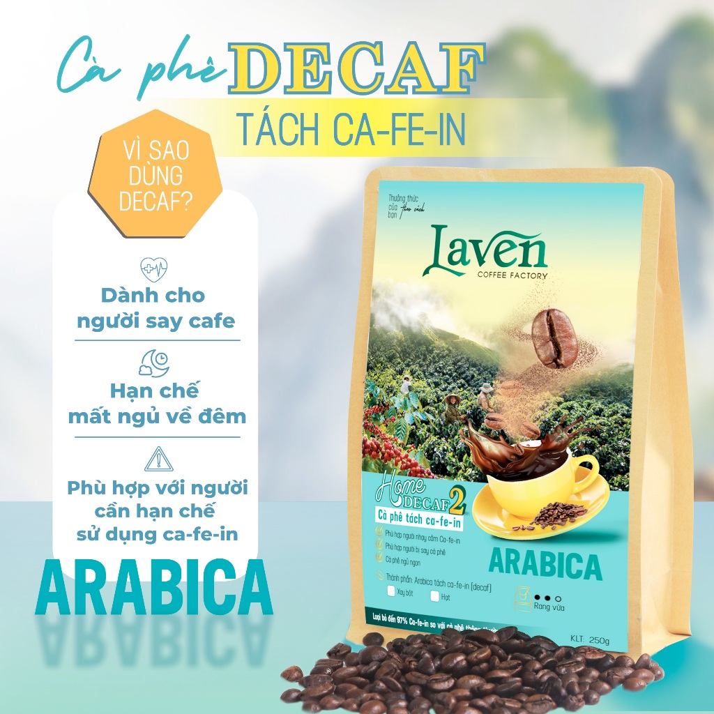 Cà phê Decaf ARABICA tách cafein hoặc Combo 2 gói Home Decaf Robusta và Arabica | Laven Coffee